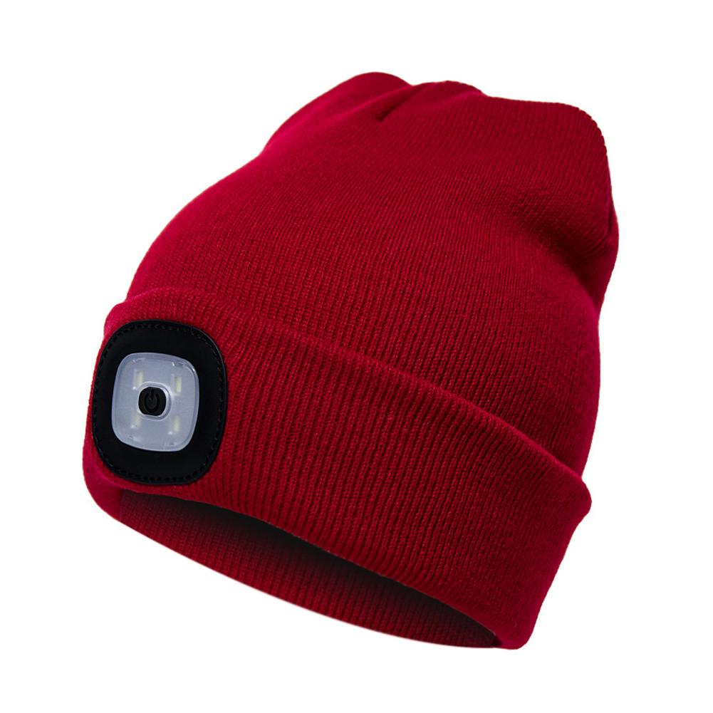 LED Knit Hat Button Cell Type Knitted Hat With Light Glowing Image