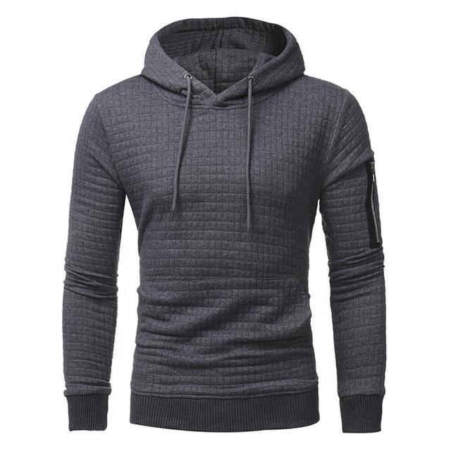 Men Sweatshirt Hoodie With Arm Zipper Long Sleeve Slim Tops Image