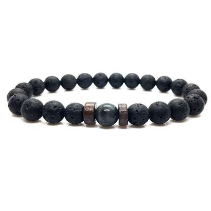 Personality Men's Black Volcanic Stone Bracelet