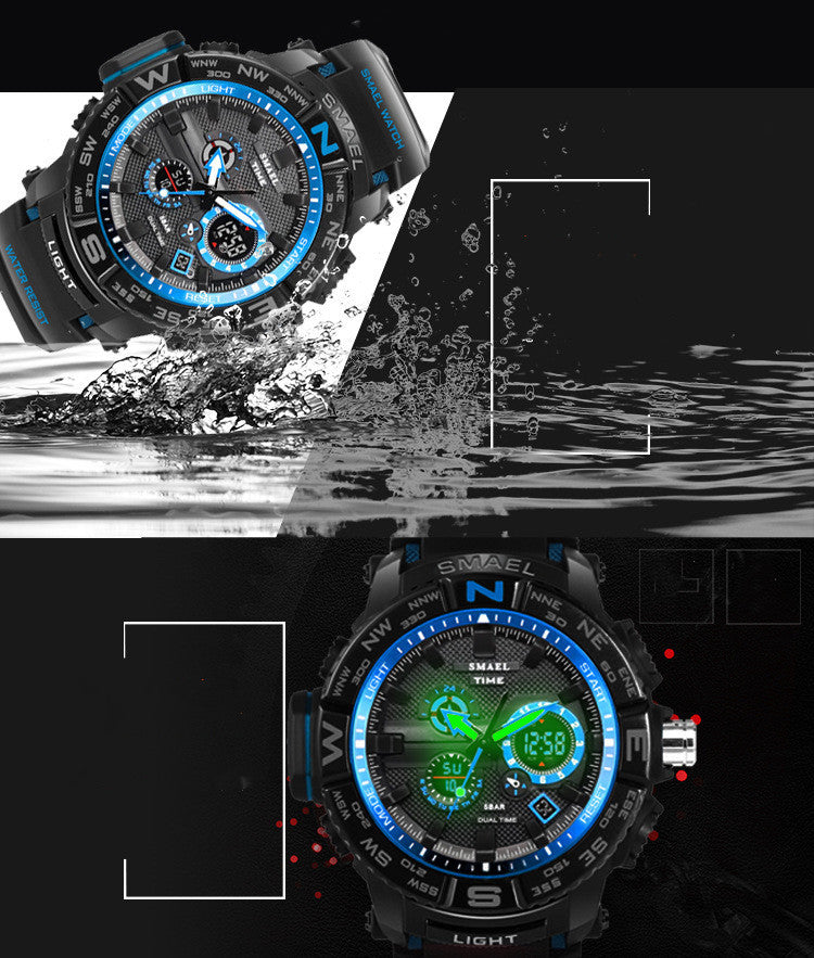 Waterproof And Shockproof Dual Display Luminous Watch Image