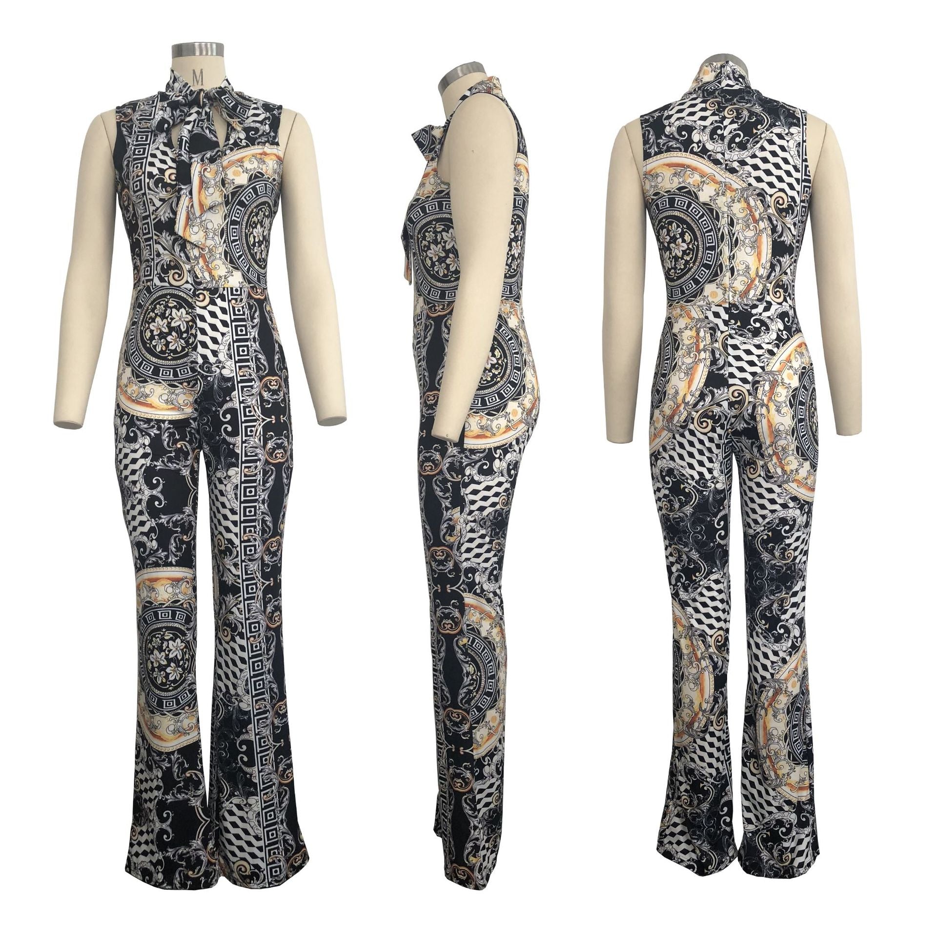 Printed sleeveless women's jumpsuit Image