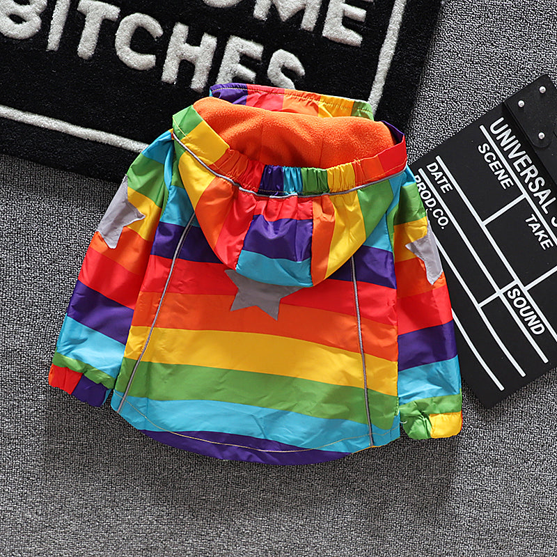 Kids Rainbow Hooded Coat Image