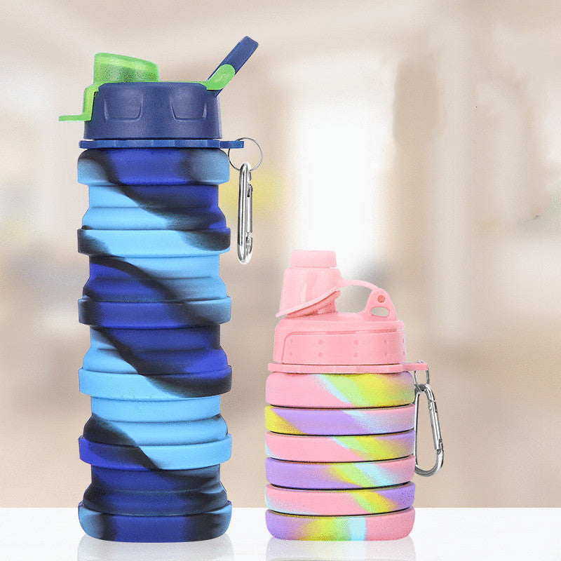 Foldable Water Bottle Leakproof Fold Silicone Cute Water Bottles Kids Cup with Straw Image