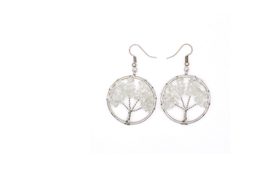 Natural Crystal Crushed Stone Tree Wishing Tree Earrings Crystal Tree Earrings Jewelry Image