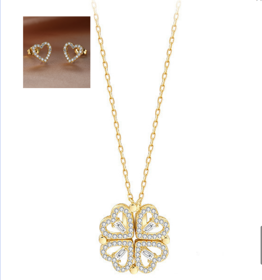 Explosive Style Detachable Deformed Four-leaf Clover Necklace For Women A Multi-wearing Zircon Small Love Short Clavicle Chain Image