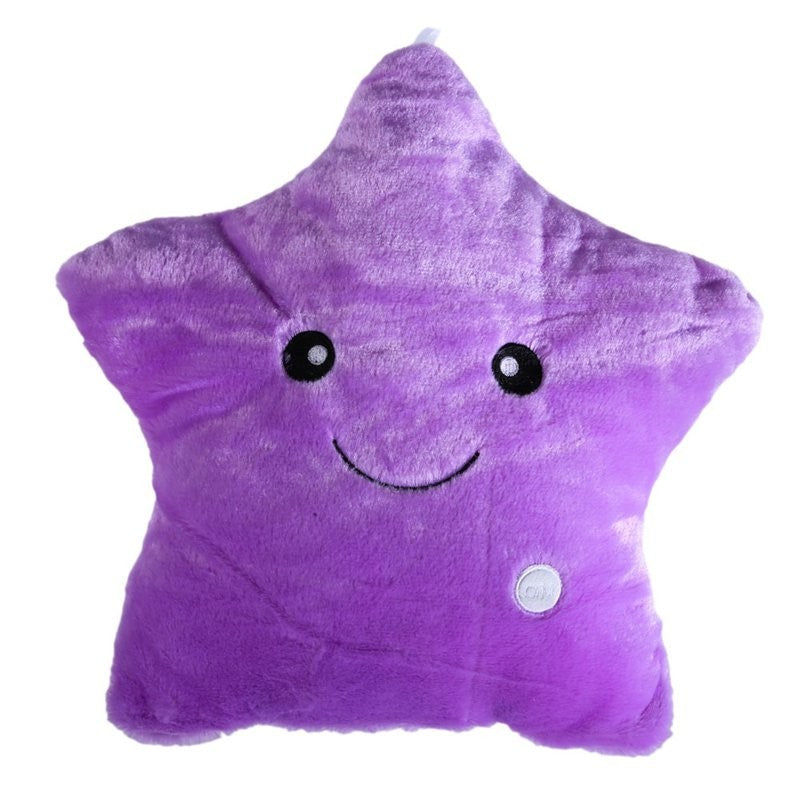 34CM Unique Toy Luminous Pillow Vivid Star Design LED Light Colorful Cushion Stars Plush Pillow Toys Gift For Kids Children Girl Image