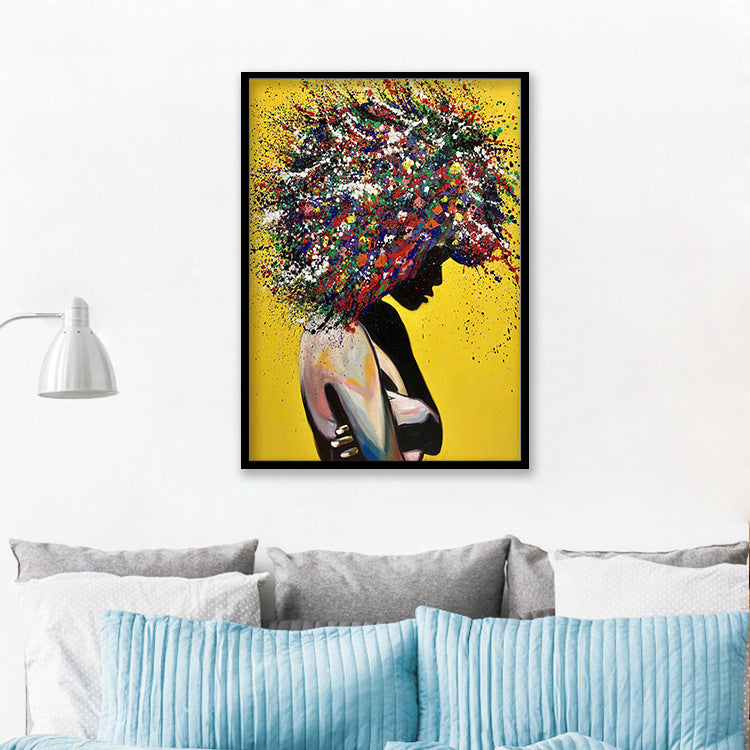 Girl portrait canvas print oil wall art poster Image