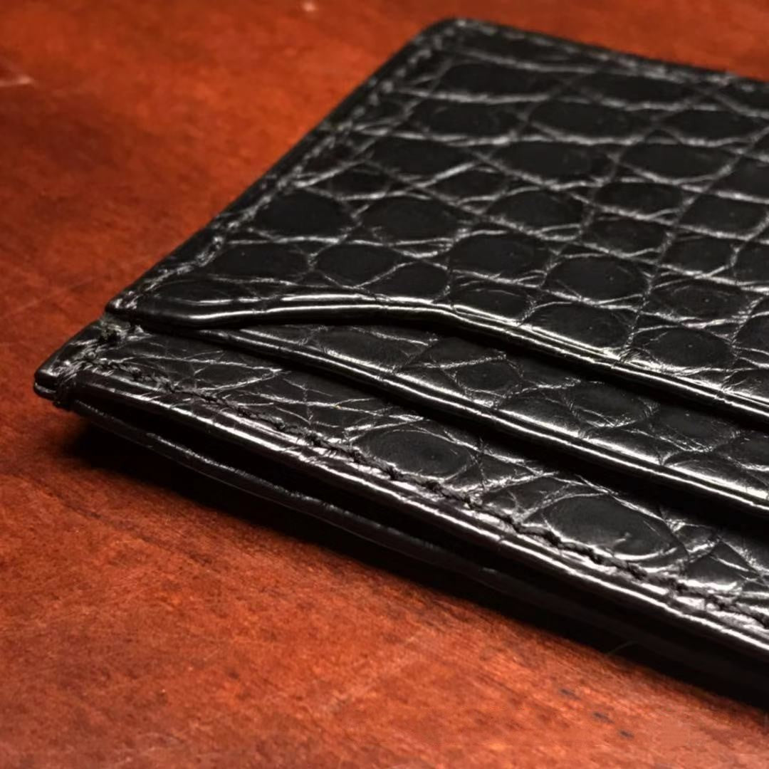 Crocodile Pattern Genuine Leather Fashionable Men's Multi Card Wallet Image