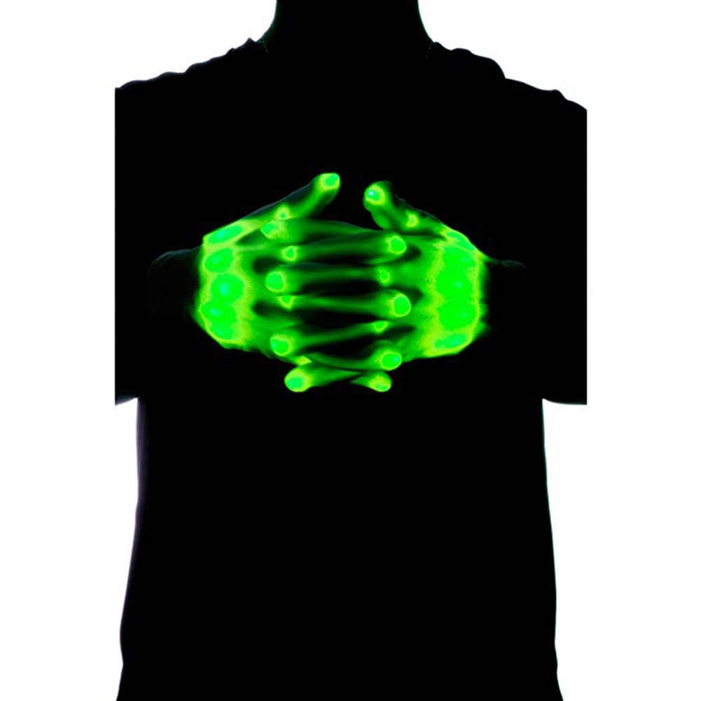 1Pair Chic LED Light Up Skeleton Hand Gloves Halloween Christmas Costume Decor Image