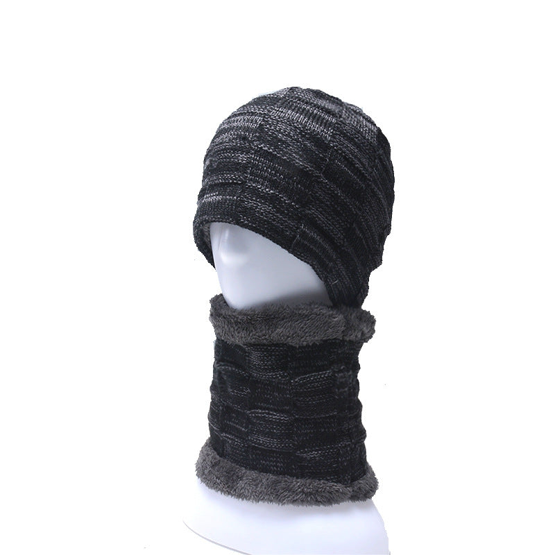 Hat collar set plus velvet knit hat Image