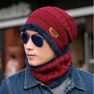 Winter Knitted Hat Crossed Scarf Neck Warmer Image