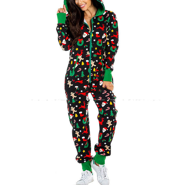 Christmas Family X'mas Costume Snowman Striped Print Jumpsuit Pajama Image