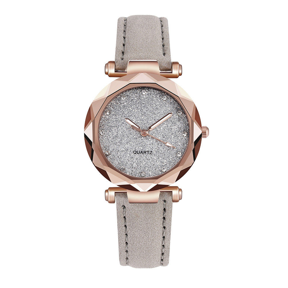 Casual Women Romantic Starry Sky Wrist Watch Leather Rhinestone Designer Ladies Clock Image