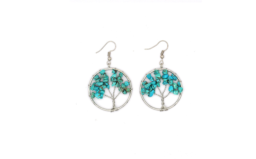 Natural Crystal Crushed Stone Tree Wishing Tree Earrings Crystal Tree Earrings Jewelry Image