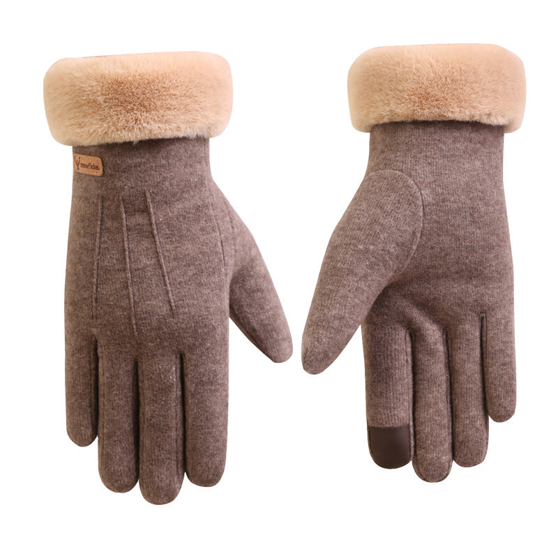 Autumn and winter cashmere full finger gloves women Image