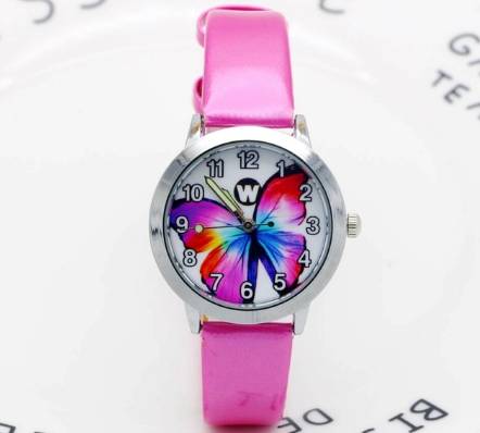 Children's Watches Kids Quartz Watch Student Girls Quartz-watch Cute Colorful Butterfly Dial Waterproof Watch Image