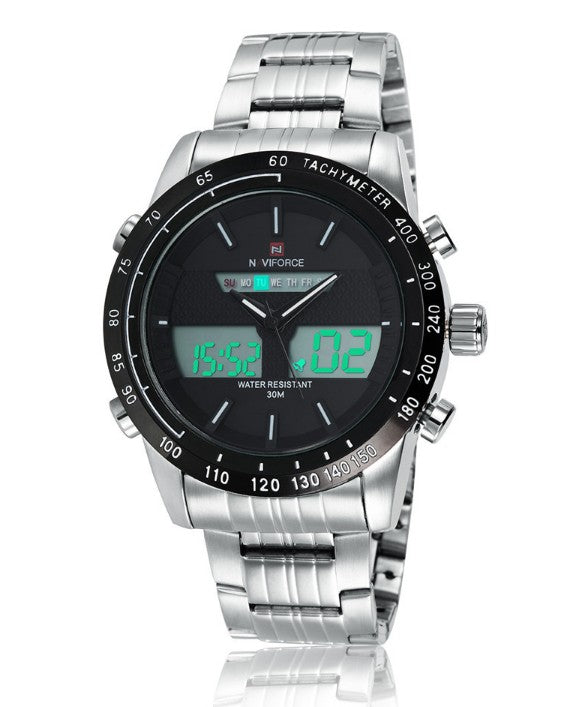 Waterproof Electronic Watch, Sports Men's Watch, Steel Band Men's Watch Image