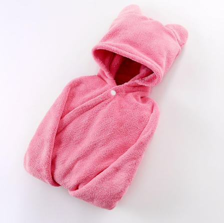 Cotton baby care hooded bath towel Image