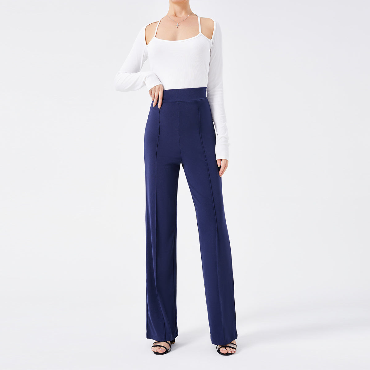 Solid Color Casual Pants Slim, High-waisted Bell Bottoms Image