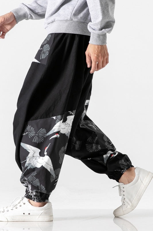 Chinese style crotch big crotch patchwork pants Image