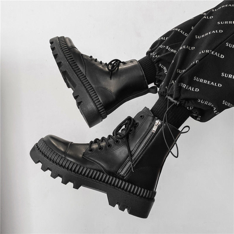 Men's Black Platform Doc Martens Boots Image