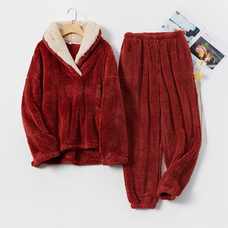 Flannel Pajamas Pajamas Set Thickening Couples Home Service Image