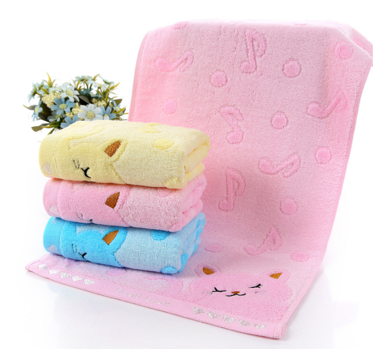 Bamboo Fiber Kitten Face Bath Towels Image