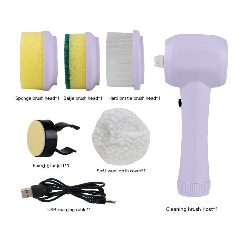 Electric Cleaning Brush 4 In 1 Spinning Scrubber Handheld Electric Cordless Cleaning Brush Portable Image