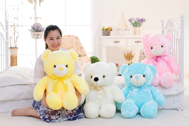 Creative Light Up LED Teddy Bear Stuffed Animals Plush Toy Colorful Glowing Christmas Gift For Kids Pillow Image