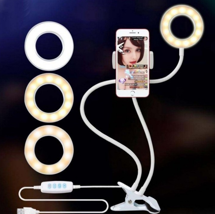 LED Selfie Ring Light for Live Adjustable Makeup Light-8cm Stand Image