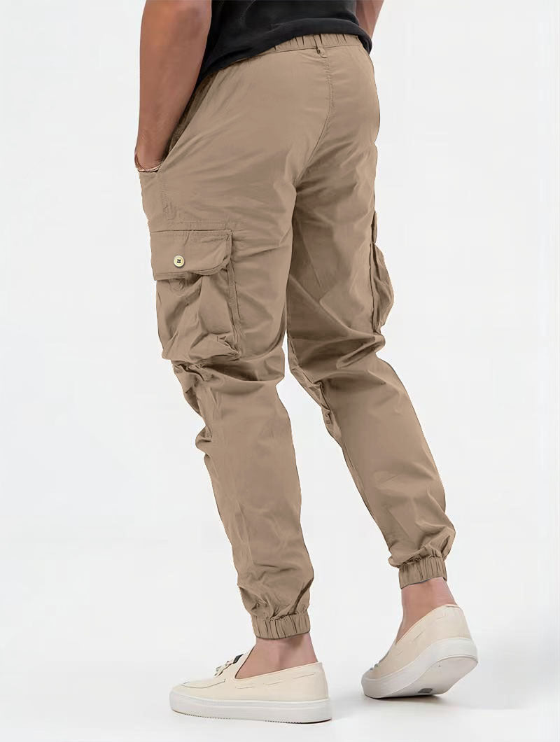 Men's Cargo Trousers With Three-dimensional Pockets Solid Color Casual Pants Image