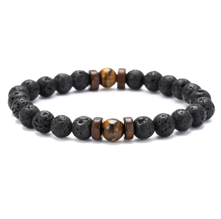 Personality Men's Black Volcanic Stone Bracelet Image