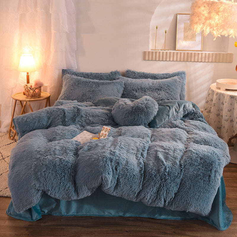 Luxury Thick Fleece Duvet Cover Queen King Winter Warm Bed Quilt Cover Pillowcase Fluffy Plush Shaggy Bedclothes Bedding Set Winter Body Keep Warm Image