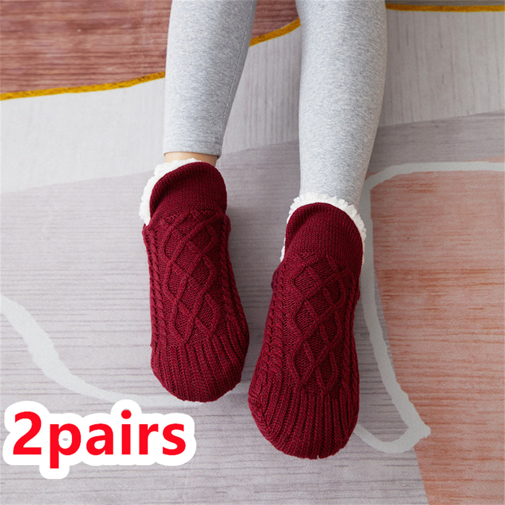 Winter Woolen Socks Women Thicken Warm Home Bedroom Socks Slippers Men Non-slip Foot Warmer Snow Socks Calcetines Mujer Image