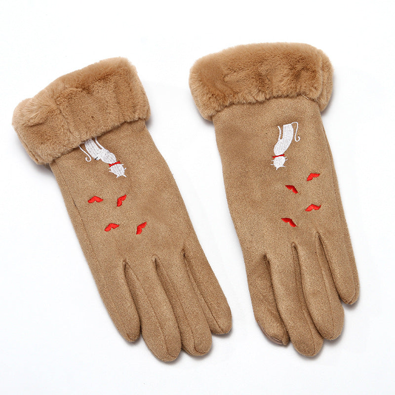 Gloves women winter suede gloves Image