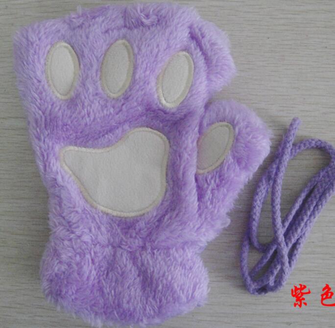 Winter Lovely Half Cover Paw Bear Cat Claw Gloves Short Finger Image