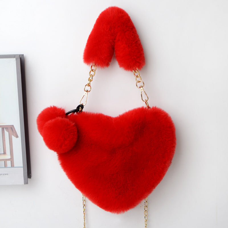 Love Bags Soft Plush Handbags Women Valentine's Day Party Bag Image