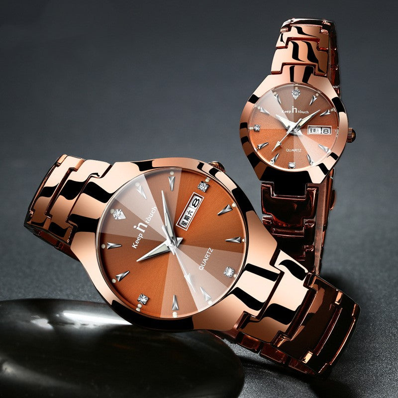 Luminous watch couple watch calendar quartz watch Image