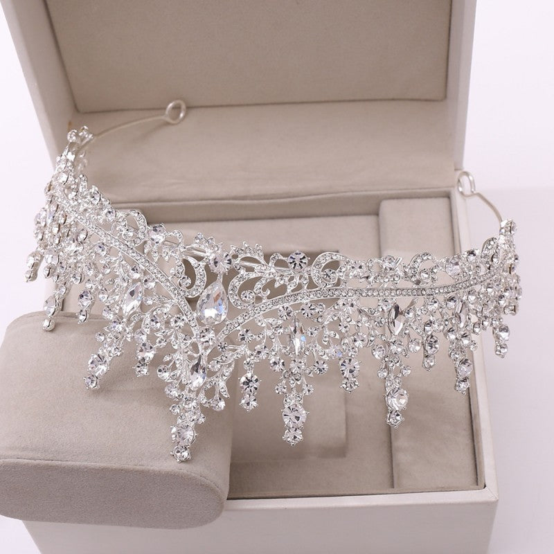 Silver Crystal Drop Bridal Jewelry Set Image