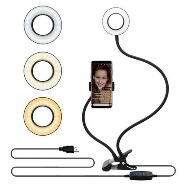 LED Selfie Ring Light for Live Adjustable Makeup Light-8cm Stand Image