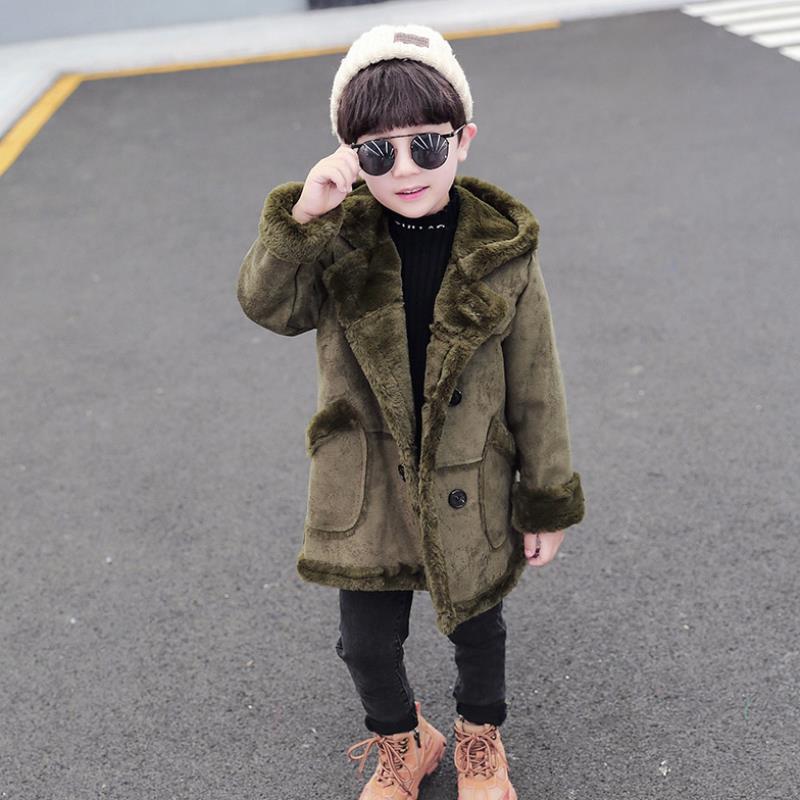 Fashion Boys' Suede Padded Trench Coat Image