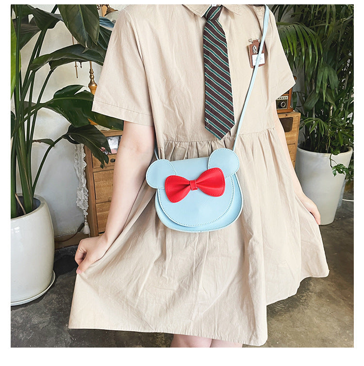 Cute And Adorable Bowknot Soft Girl Student Children's Small Bag Pu Female Image