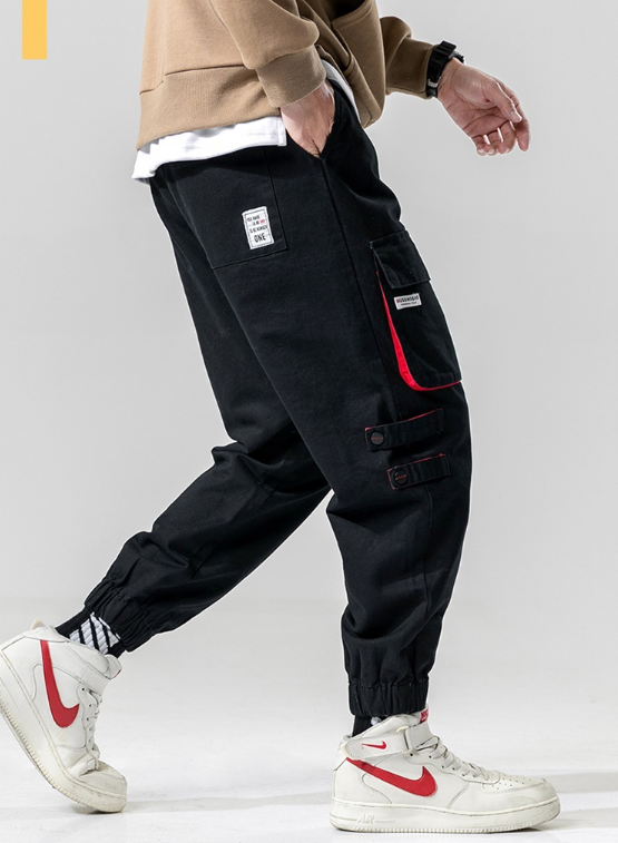 Elastic Waist Punk Pants Cargo Jogger Pants Image