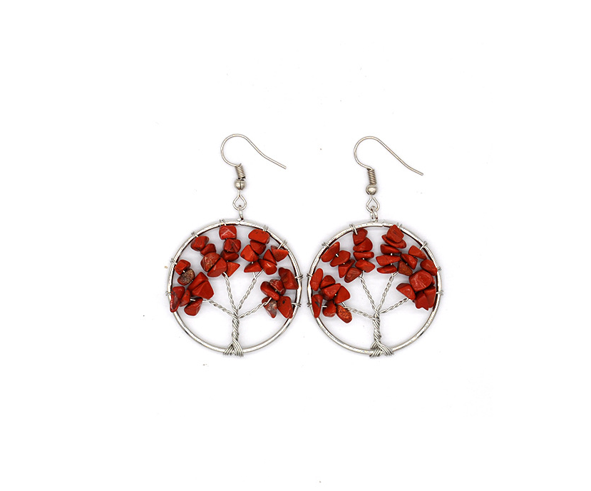 Natural Crystal Crushed Stone Tree Wishing Tree Earrings Crystal Tree Earrings Jewelry Image