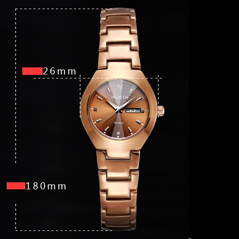 Coffee Gold Luminous Waterproof Steel Band Couple Student Watch Image