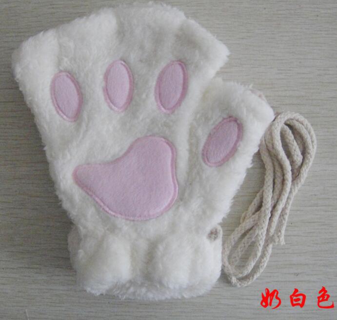 Winter Lovely Half Cover Paw Bear Cat Claw Gloves Short Finger Image