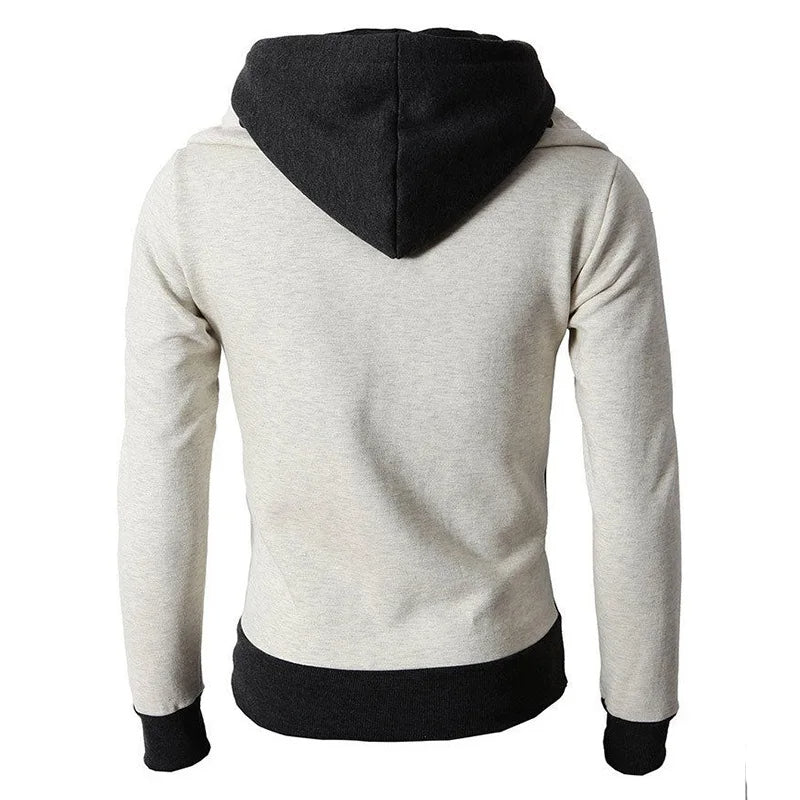 Men's Zip UP Hooded Jacket Fake Two Piece Sports Cardigan Casual Slim Sweatshirt Jacket Image