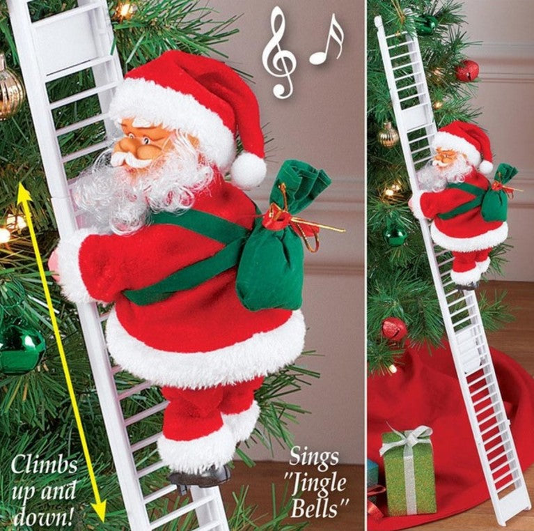 Climbing Ladder Electric Santa Claus Climbing Red Ladder Doll Toy Image