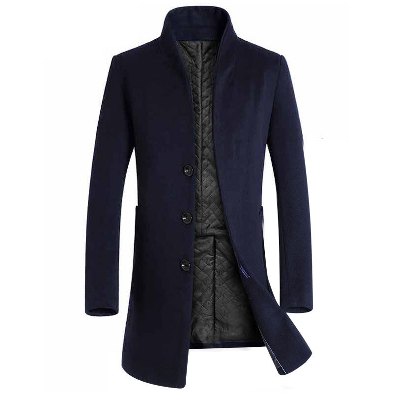 Men's long coat woolen coat trench coat Image