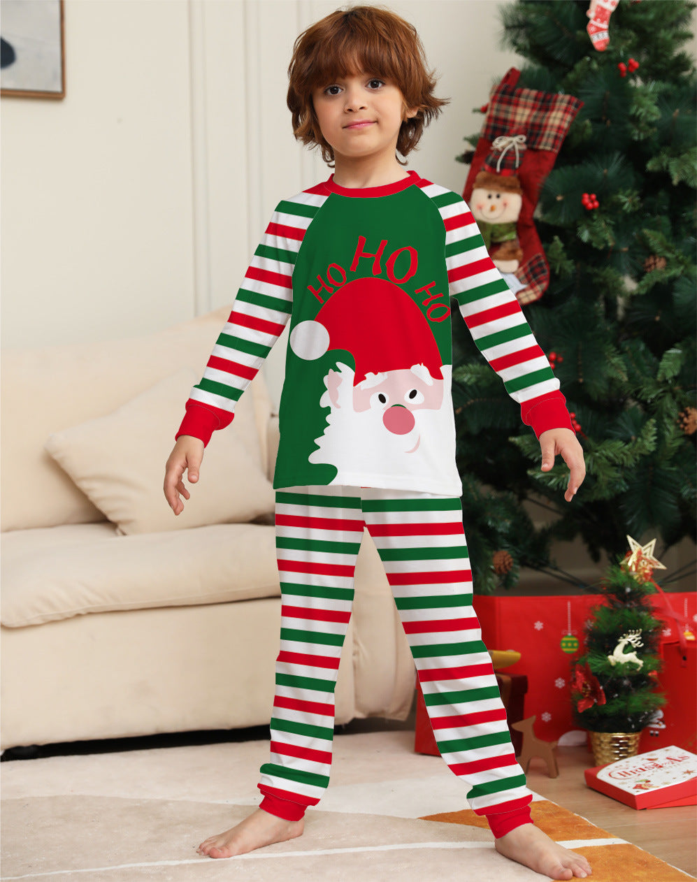 Family Christmas Pajamas Matching Sets Red Stripe Xmas Holiday Sleepwear Jammies Long Sleeve PJs Outfits Image